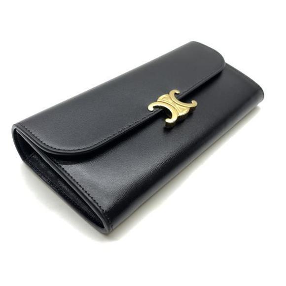Celine Triomphe Shiny Calfskin Long Wallet Black - Picture 4 of 10